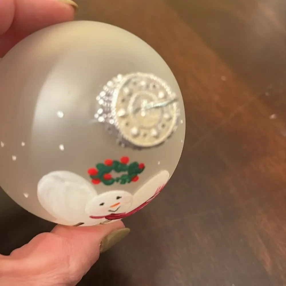 Hand painted snowman angel ornament